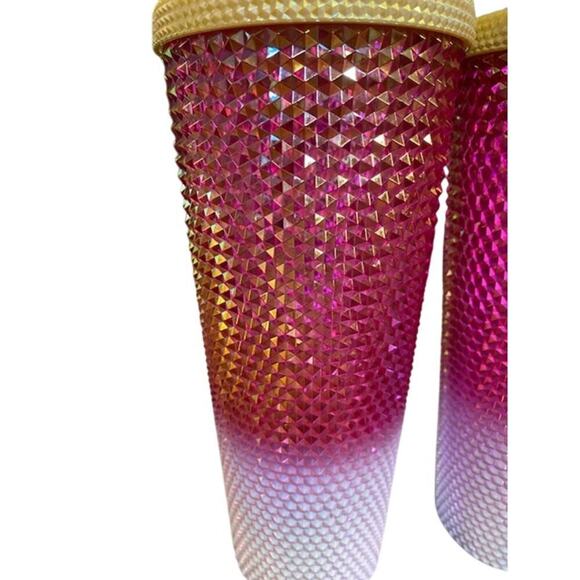 Starbucks Holiday Tumbler Set of 3 Gold/Ruby/White Studded 24 Oz Cold Cup NEW - Picture 4 of 9